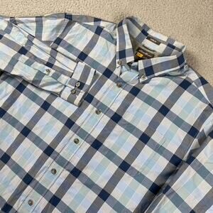 Eddie Bauer Classic Fit Button Down Shirt Men's XL Blue Plaid Outdors Hiking